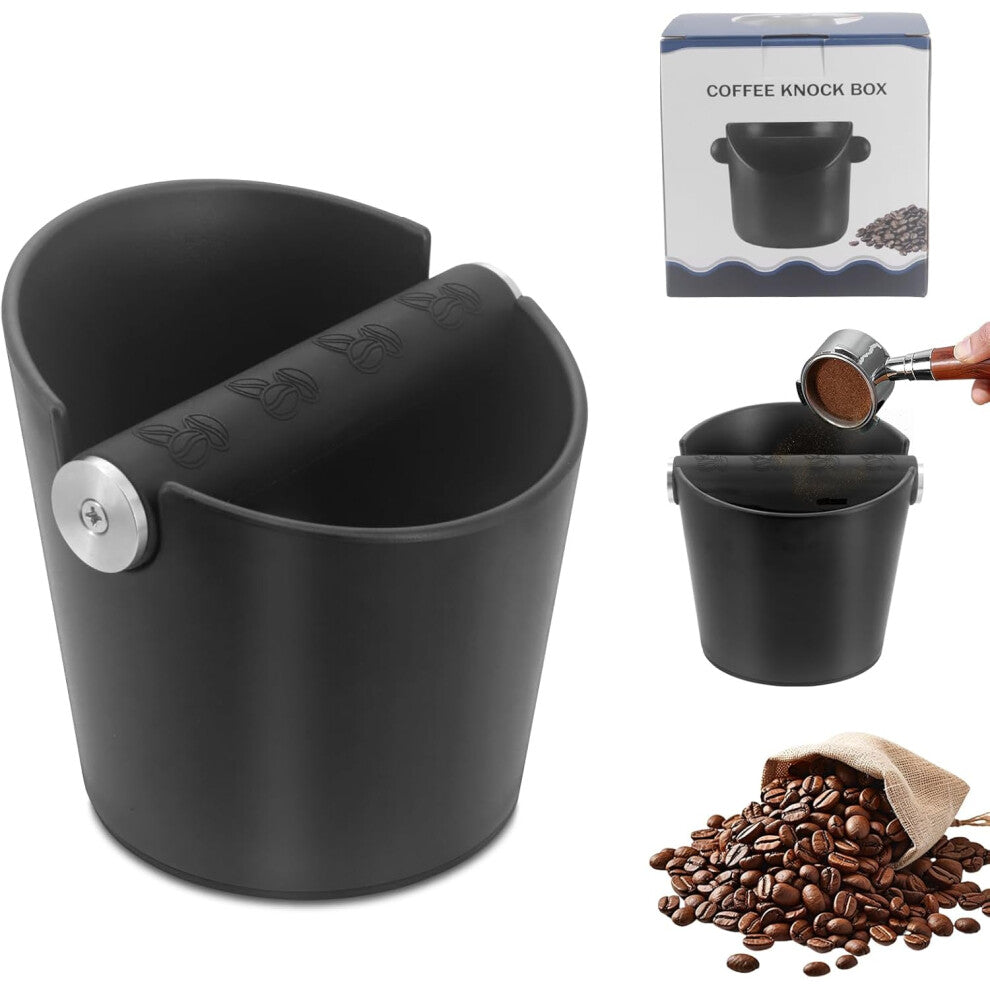 Coffee Knock Box, Espresso Grounds Bin with Removable Anti-Slip Silicone Knock Bar, Deep Bowl Design, Non-Slip Base & Splash-Resistant Edge