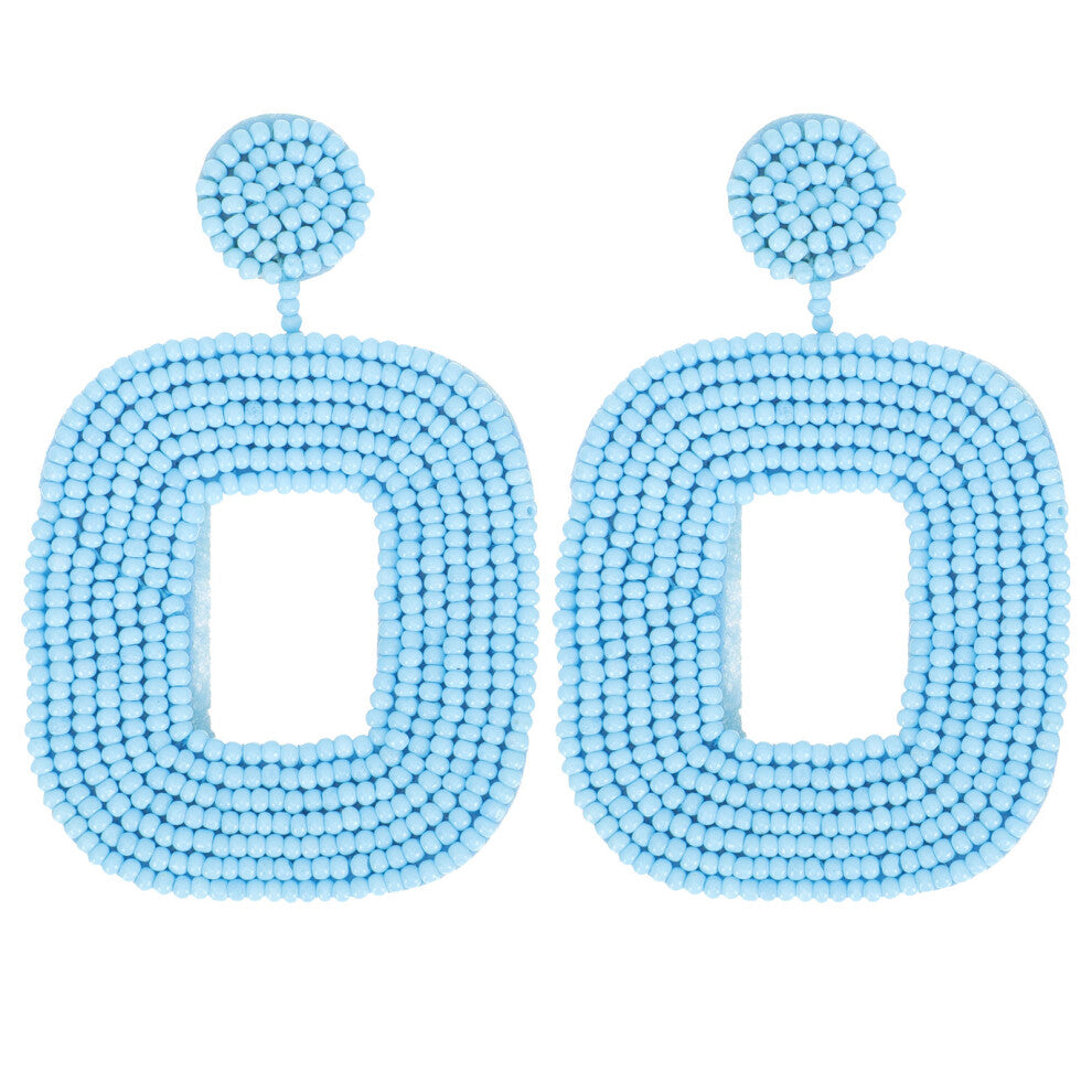 1 Pair Geometric Square Beaded Dangle Earrings