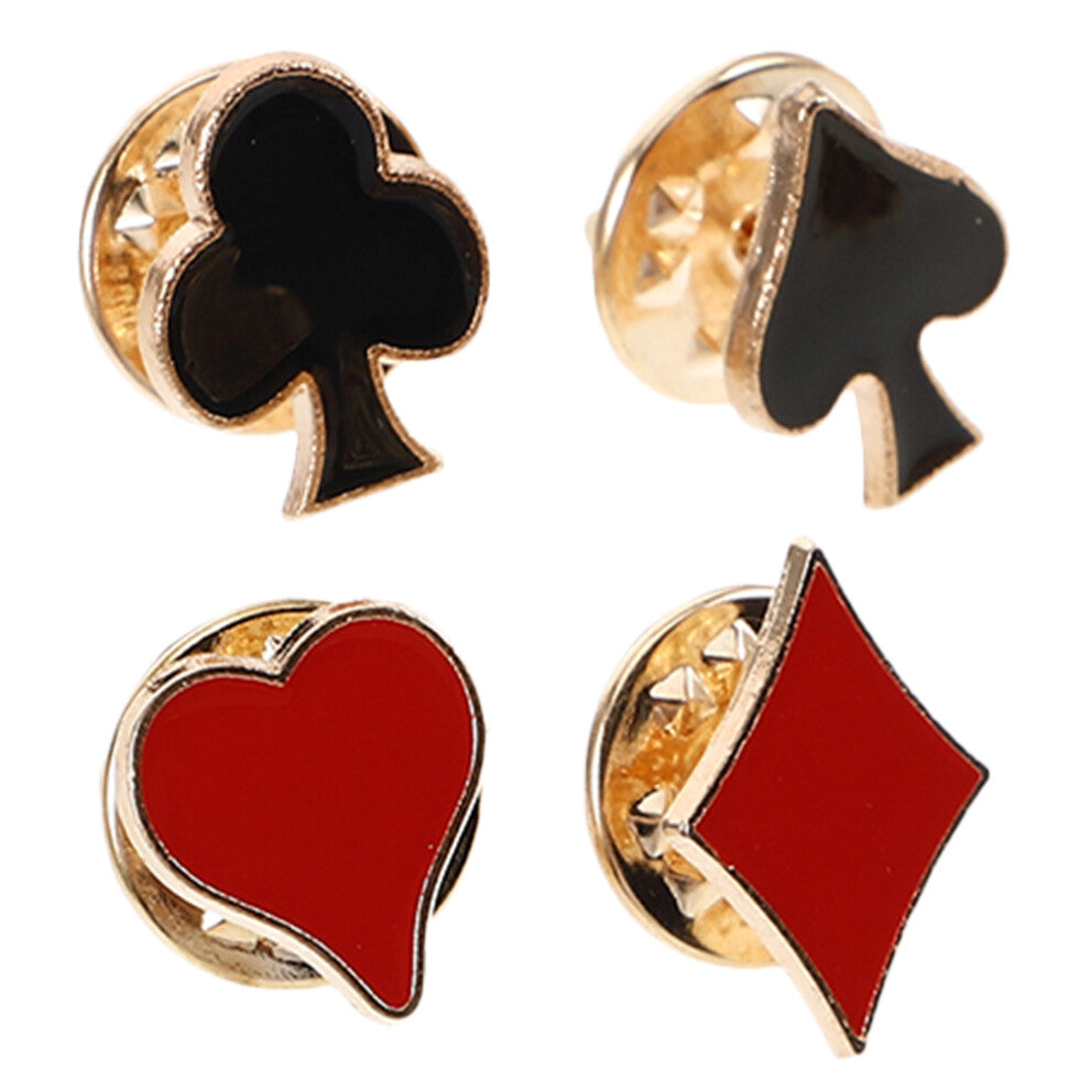 4pcs Playing Card Brooch Lapel Pins for Backpack Decor