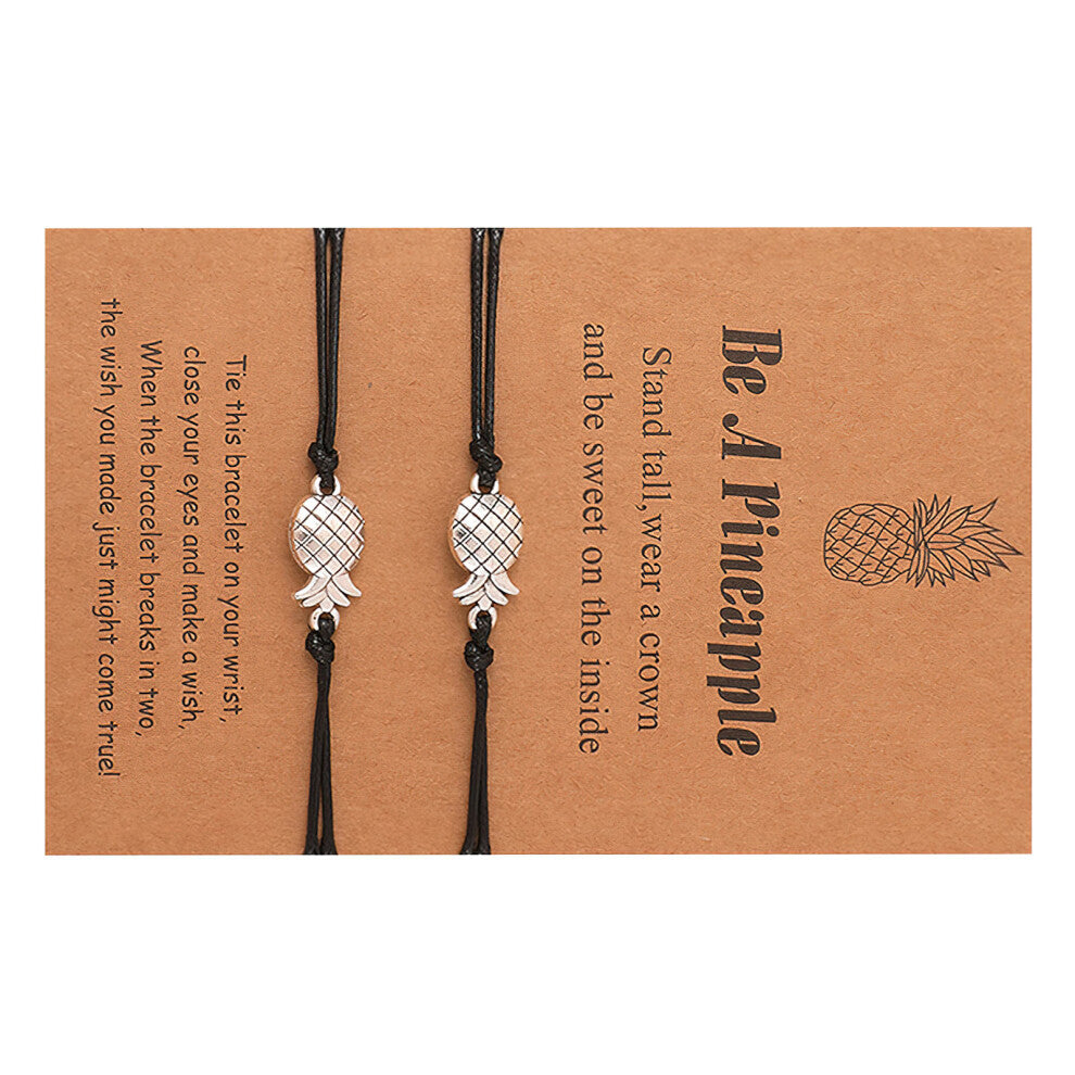 Mlins 2 Pcs Pineapple Waxed Thread Bracelet Wrist Chains
