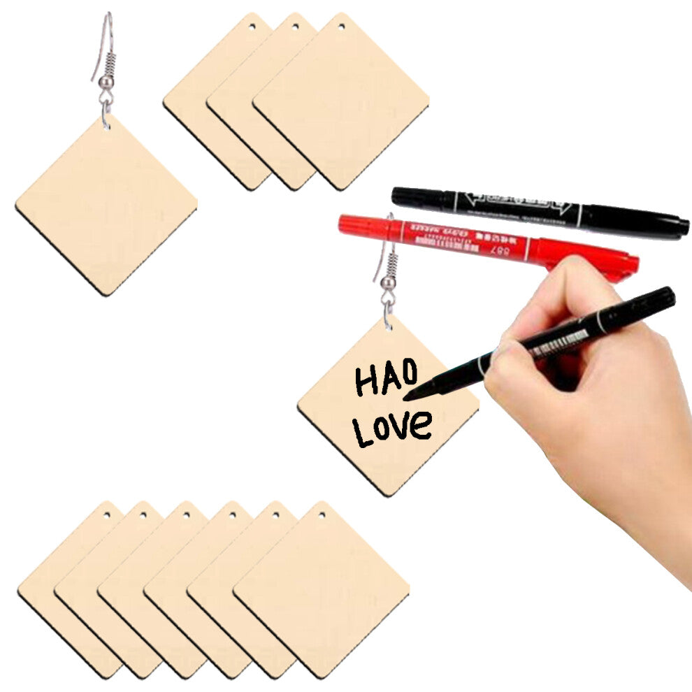 50pcs Square Wooden Earrings for Women Girls