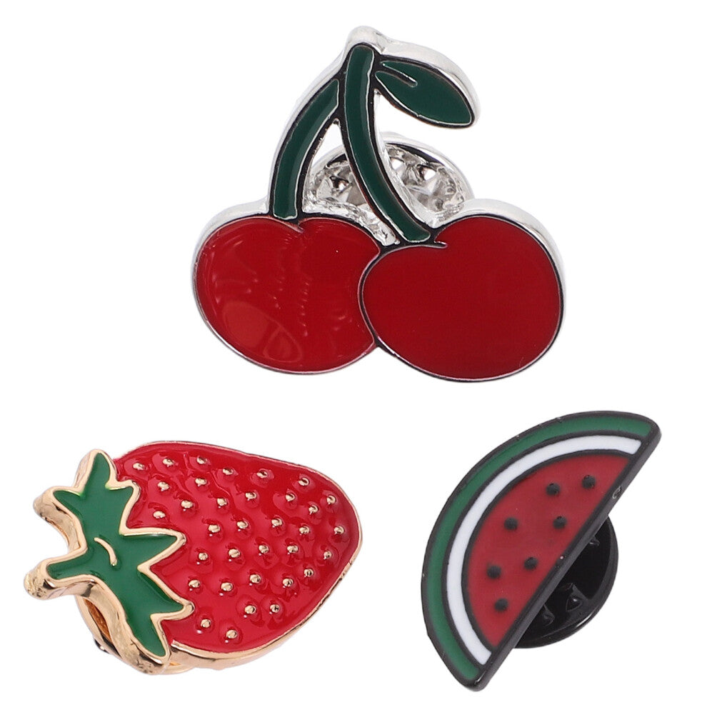 3 Pcs Fruits Enamel Brooches Pins for Women Girls Clothing Hats