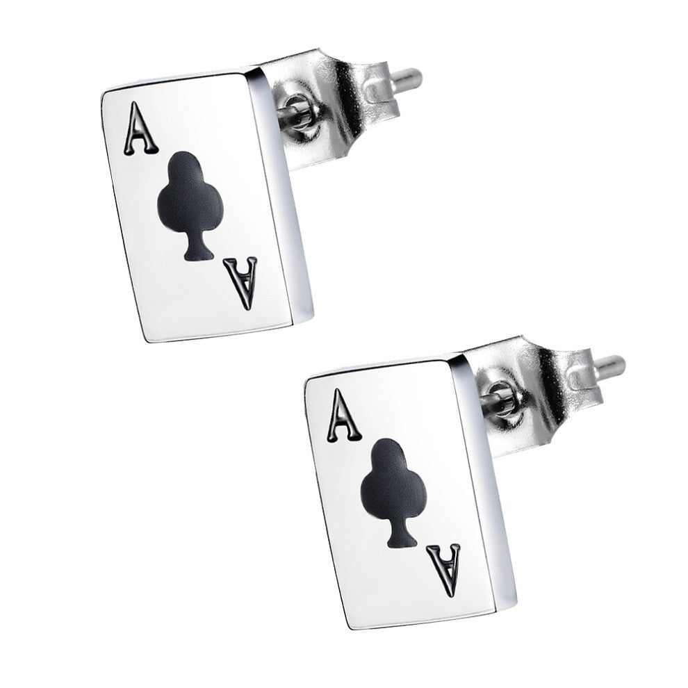 1 Pair Girl Chic Ear Studs Poker Modeling Jewelry Accessories