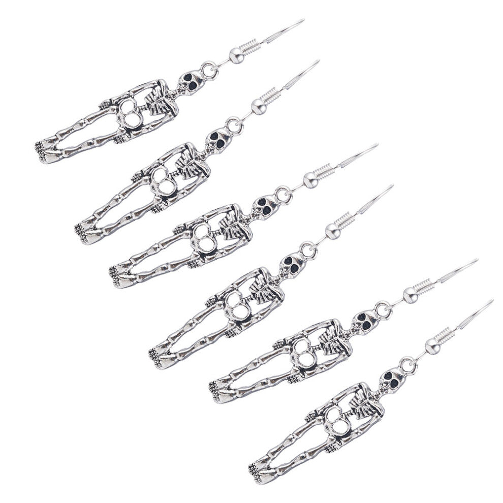 3 Pairs Personalized Retro Skeleton Earrings Halloween Jewelry