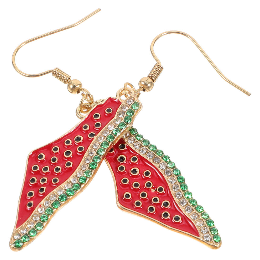 1 Pair Watermelon Drop Earrings Palestine Flag Rhinestone