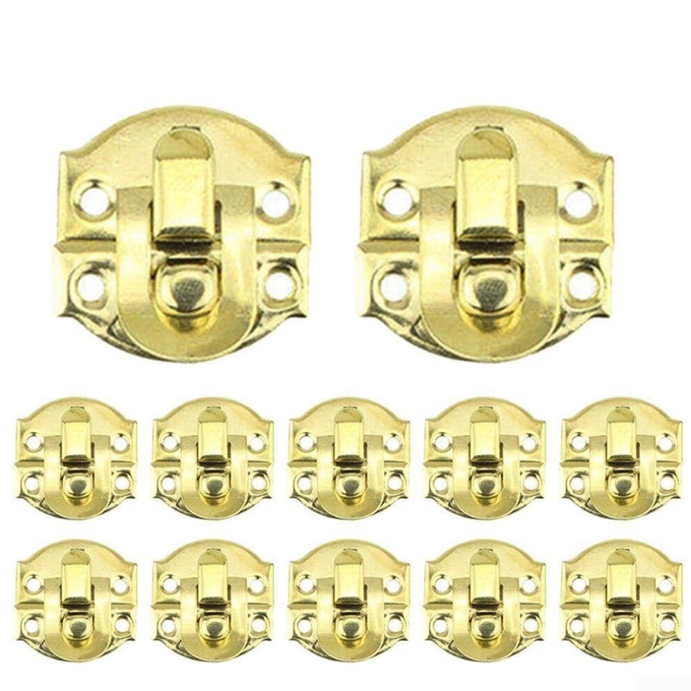 Jewellery Box Latch Hasp Clasp Set Wooden Chest Cabinet Lock Antique Metal Hardware Gold 12Pcs Craft Boxes