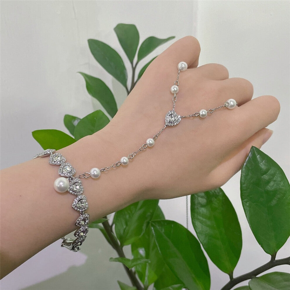 (Necklace Bracelet1) Original 2025 New Trend Anniversary Heart Angelic Jewelry Set Charm Heart Shaped Crystal Luxury Pearl Necklace Earring Romantic G