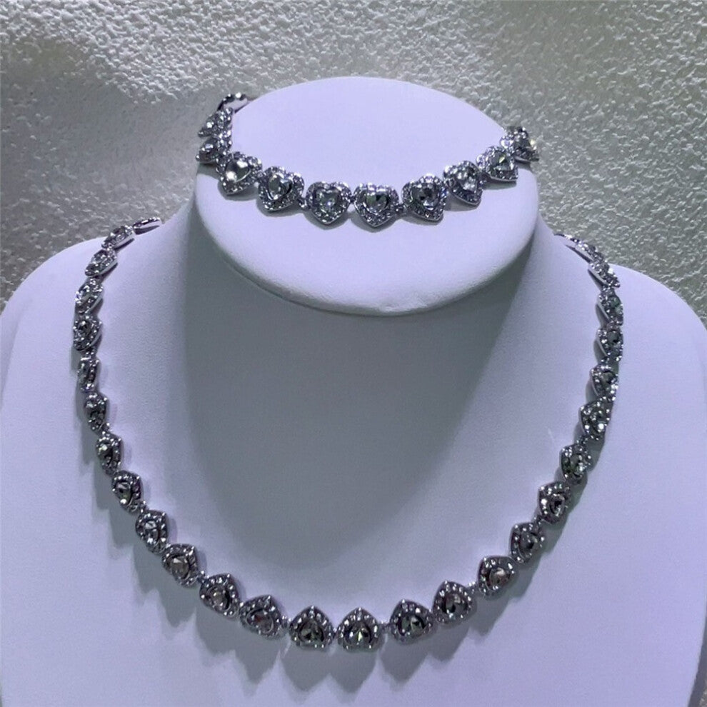 (Necklace Bracelet2) Original 2025 New Trend Anniversary Heart Angelic Jewelry Set Charm Heart Shaped Crystal Luxury Pearl Necklace Earring Romantic G