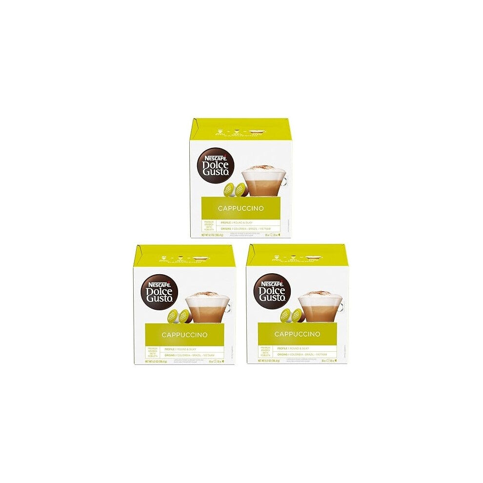 NESCAFÉ Dolce Gusto Cappuccino Coffee Pods x16 (Pack of 3, Total 48 Pods, 24 Servings)