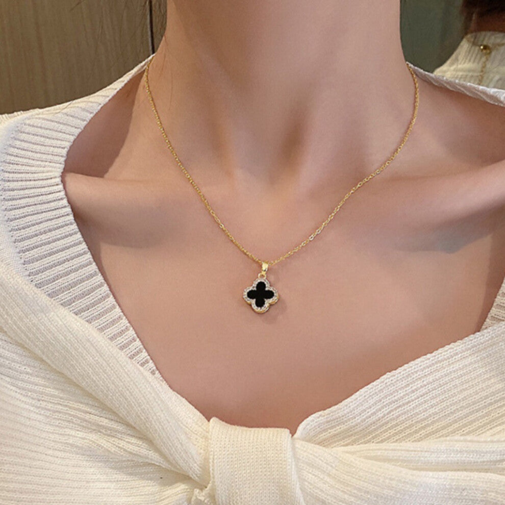 (StyleA) Clover Fourleaf Charming Necklace Alloy Material Style Korean