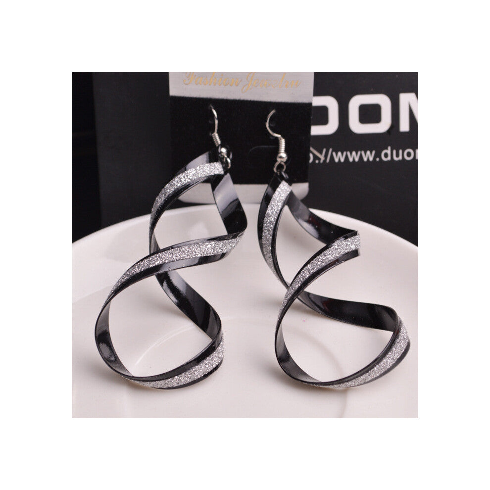 (Black) Exaggerated Fashion Trend Earrings Shine Delicate Elegant Rock Women For Style