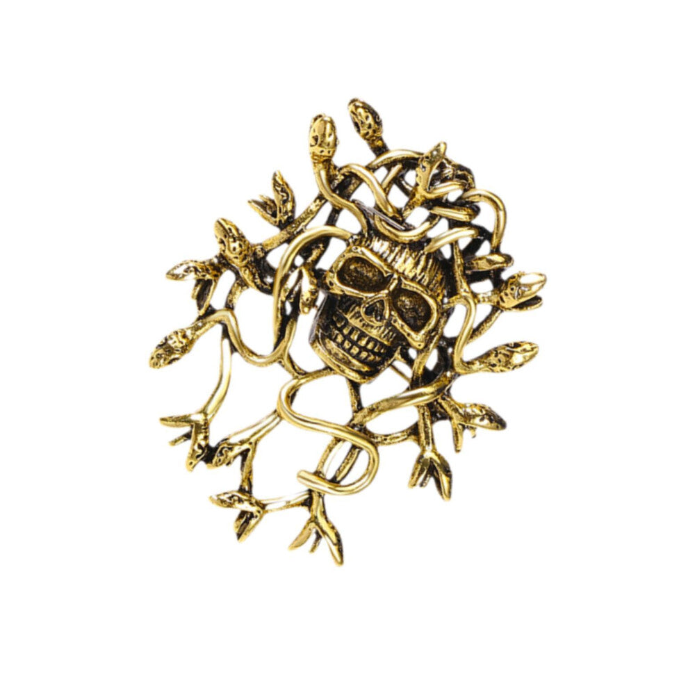 (gold, 53x43x3cm) Halloween Brooch Accessories Gift Women For Gothic Skull Head Lapel