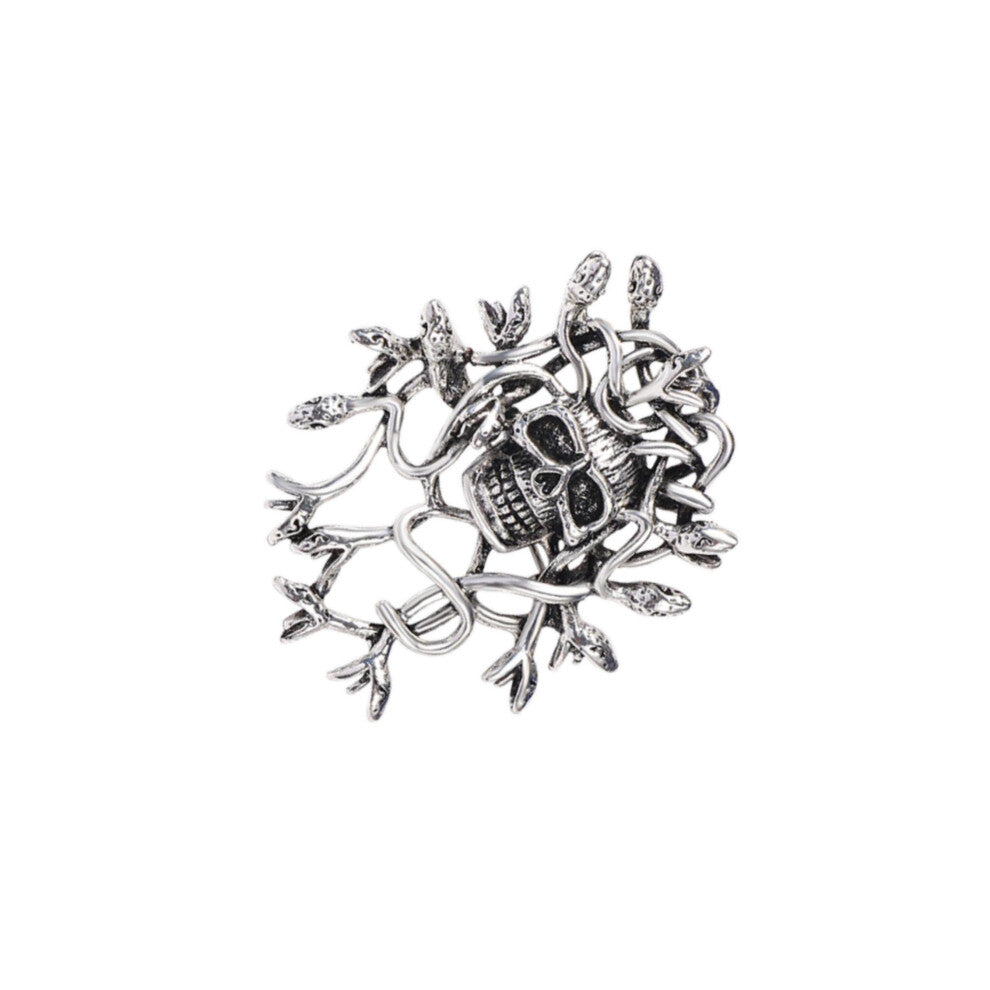 (Silver, 53x43x3cm) Halloween Brooch Accessories Gift Women For Gothic Skull Head Lapel