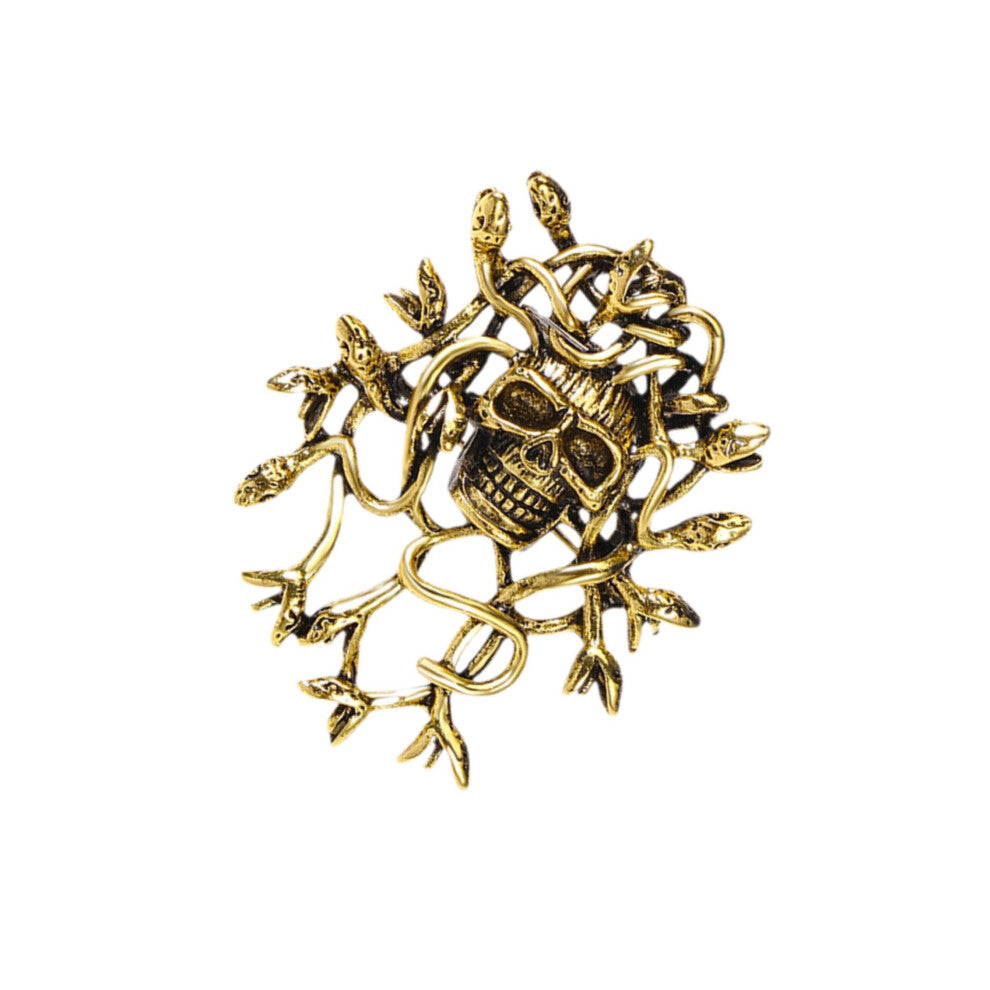 (gold, 53x43x3cm) Men Alloy Skeleton Head Brooch Pin Suit Scarf Bags Accessories