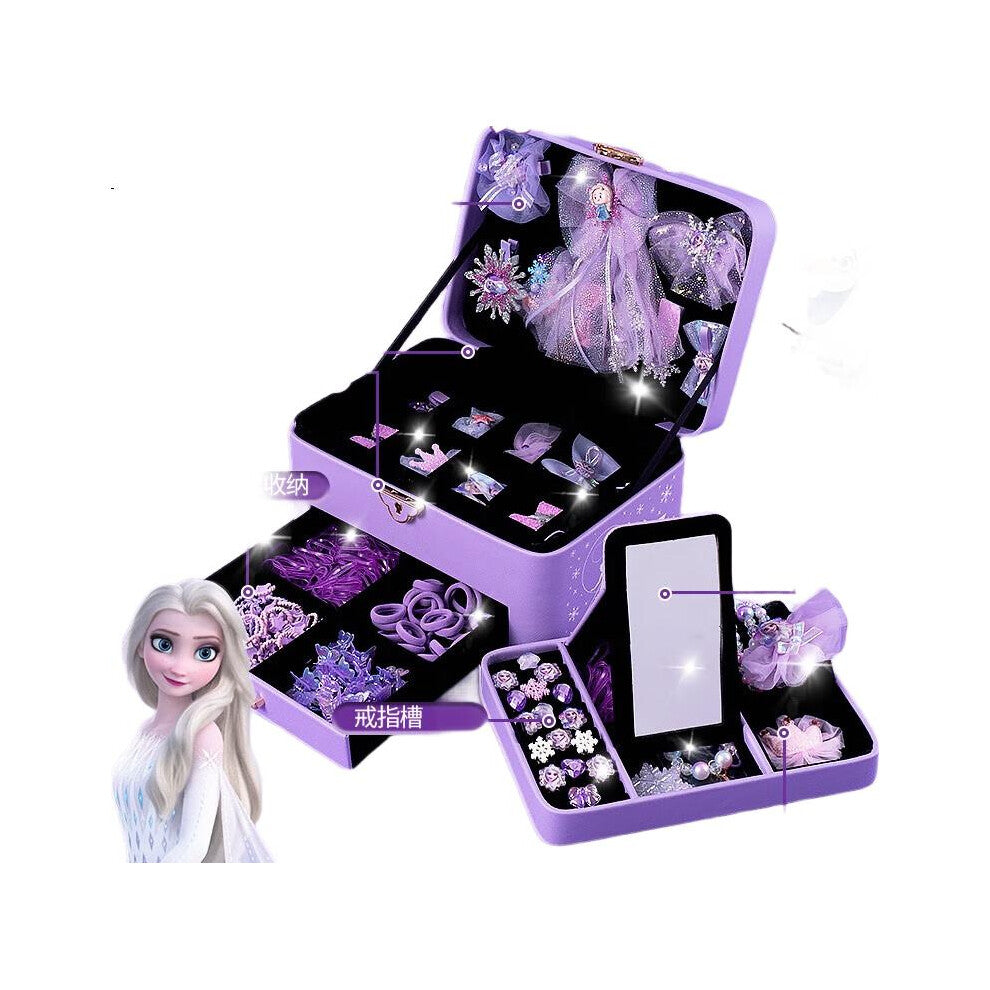 Frozen Elsa Kids Jewelry Set with Ring & Hair Accessories Gift Box for Girls Aged 3-6 Birthday Party Gift Fun Dress Up Toy
