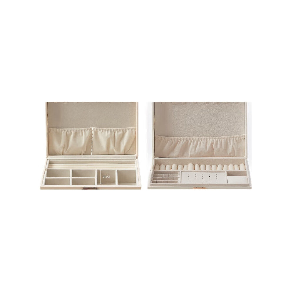 Premium Locking Jewelry Storage 3-Layer Patchwork Color Gold & Earring Organizer High-End Accessories Case 10x8x6 inches