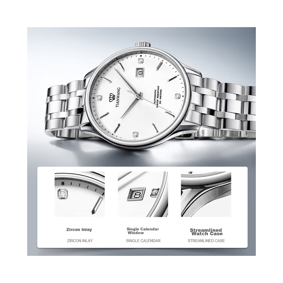 Automatic Mechanical Men's Watch GS51539S.D.S.W for Business & Formal Wear Stainless Steel Case Birthday Gift Idea