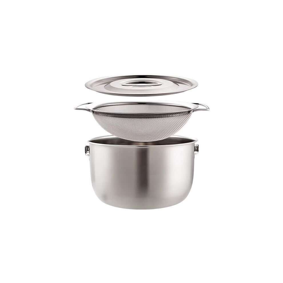 Heat-Resistant 304 Stainless Steel Lard Basin 1.4L Oil Container with Lid & Strainer Large Capacity for Kitchen Use
