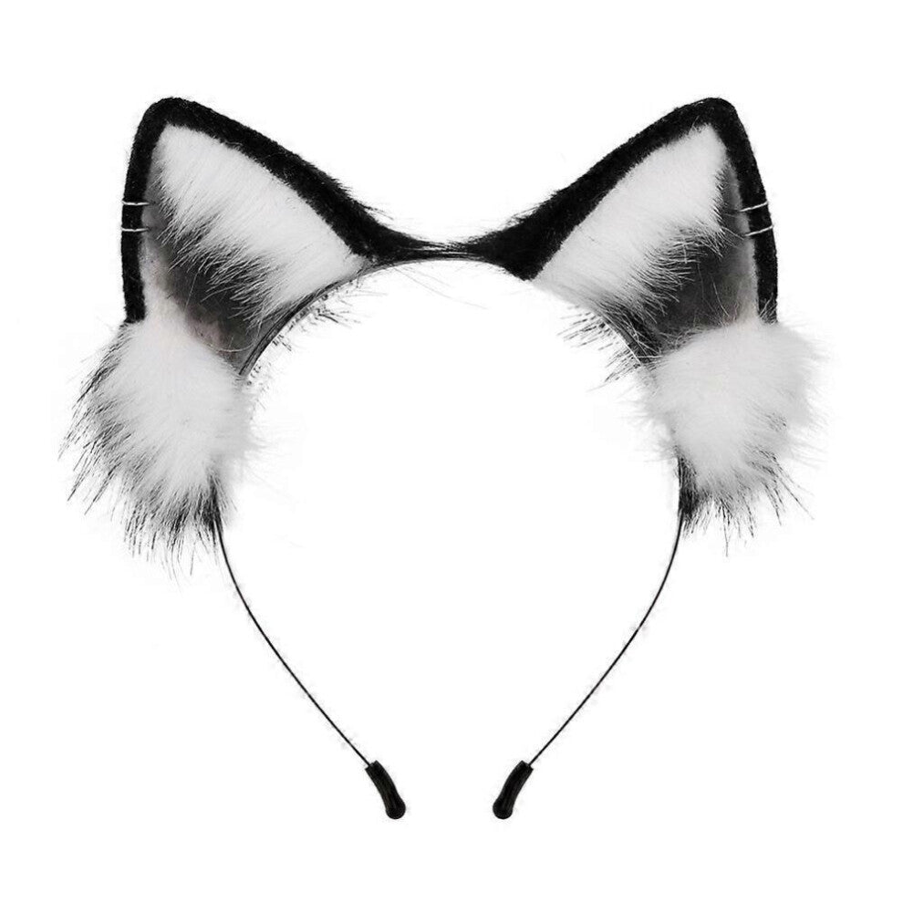 Handmade simulation cat ear headband cosplay earrings personality plush animal ear hair accessories cat ear fox ear headband