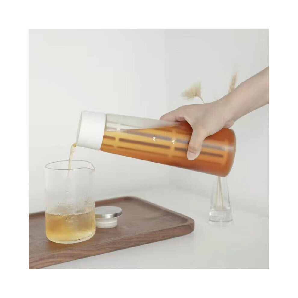 600ML Cold Brew Bottle with Ice Chisel Fruit Tea Cold Brew Coffee Pot Leakproof Glass Cold Brew Cup Stylish and Durable