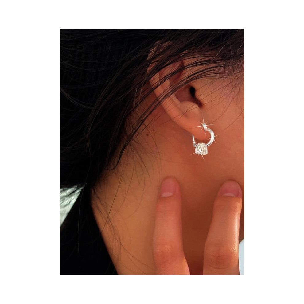 (Silver, Rose gift box) 1 pair of S925 pure silver niche design love earrings for women's jewelry, low allergy, suitable as a gift for girlfriends-mot