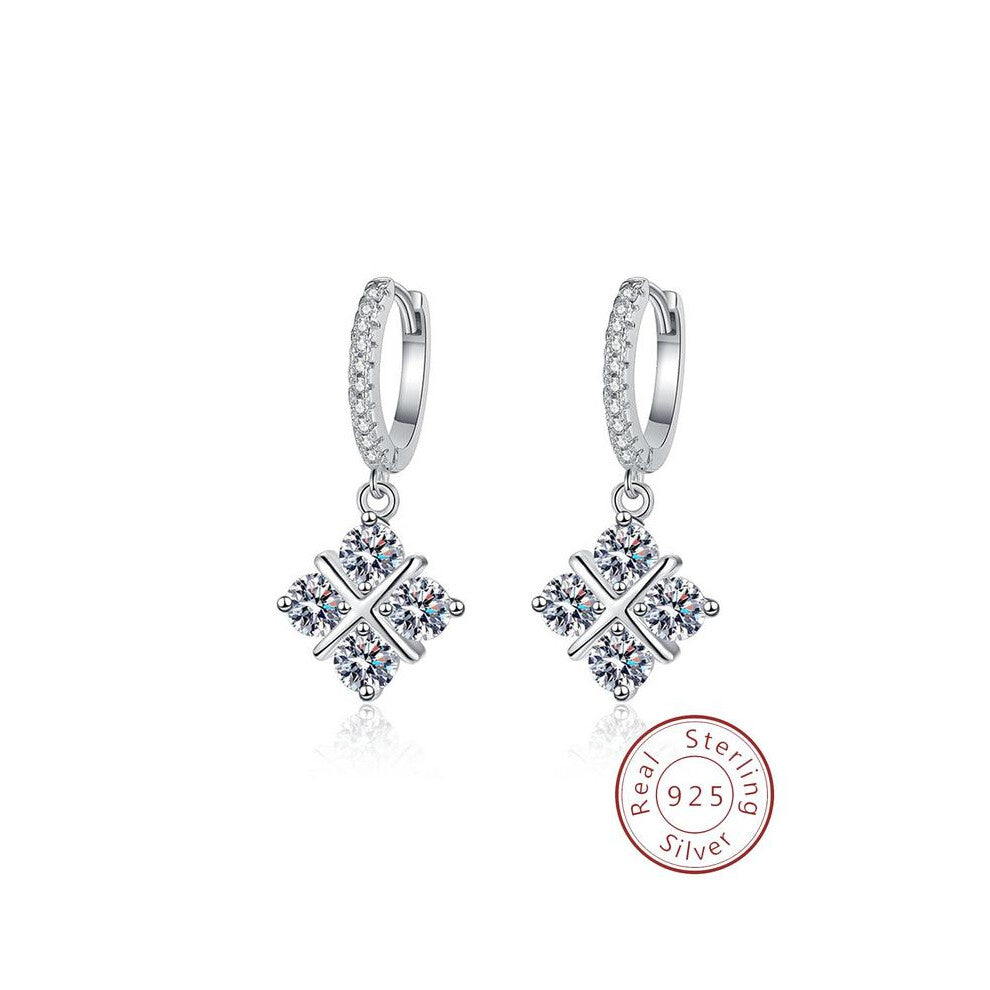 (Silver, Ordinary gift box) S925 Sterling Silver Rhinestone Decorated Hoop Earrings, Fashionable Earrings for Women, Trendy All-match & Exquisite Jewe