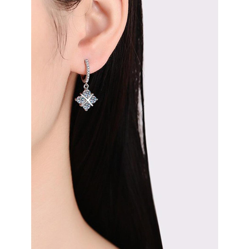 (Silver, Rose gift box) S925 Sterling Silver Rhinestone Decorated Hoop Earrings, Fashionable Earrings for Women, Trendy All-match & Exquisite Jewelry