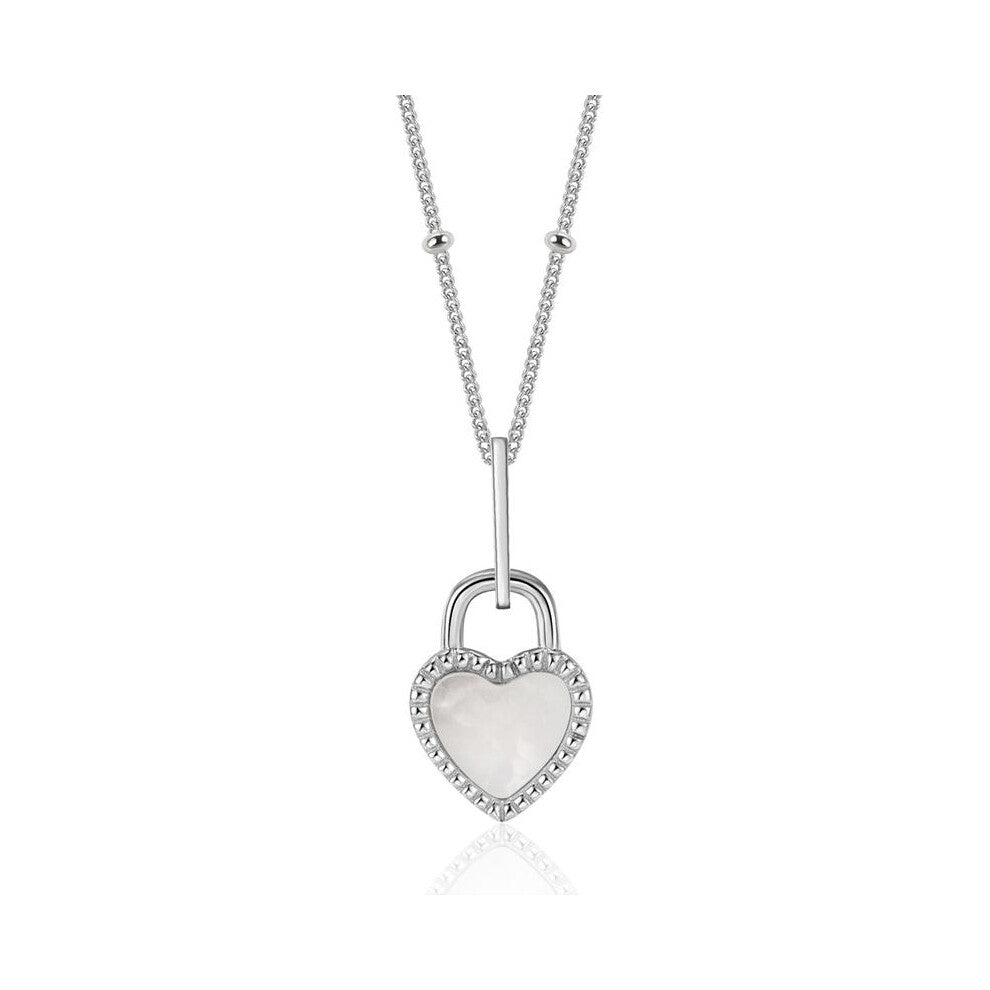 (Silver - White Fritillary, Rose gift box) Women's S925 Silver Black Heart Pendant Necklace, Jewelry Gift for Women, Perfect for Wedding Engagement Bi