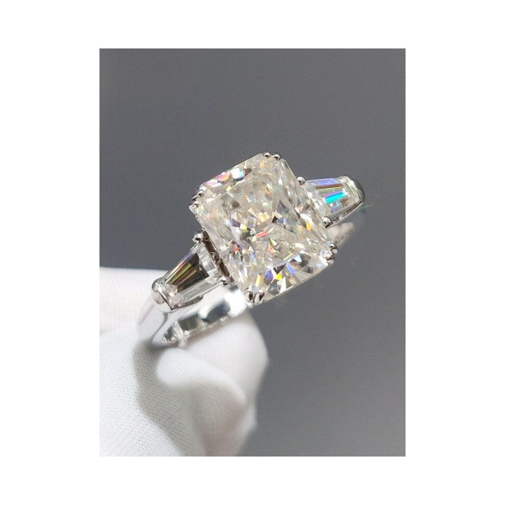 (Silver - Rose Gift Box, 8) 1 piece of s925 pure silver exquisite luxury square sparkling zircon ring, women's jewelry, hypoallergenic, suitable for w