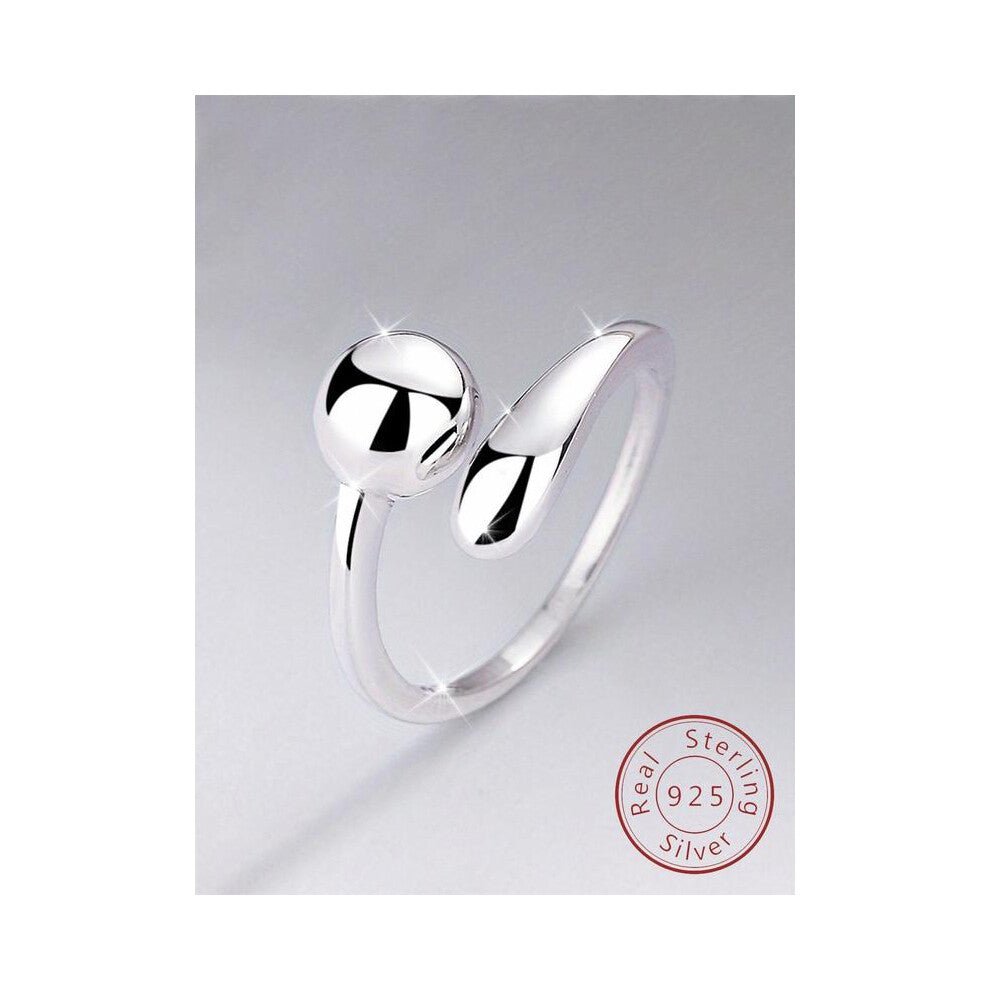 (Silver, one-size) 925 Sterling Silver Irregular Design Ring, Adjustable Open Ring, Fashion Jewelry Accessories for Women & Girls