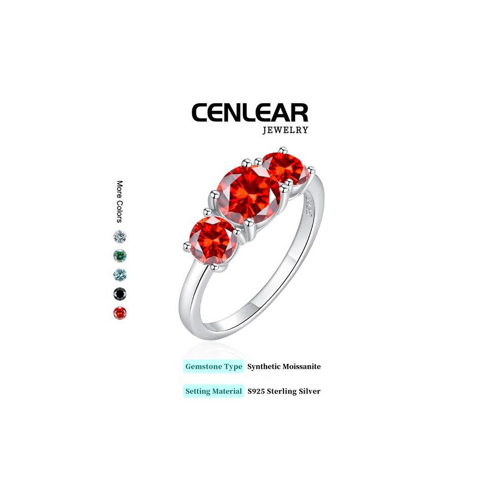 (Red-moissanite, 2ct) Women's S925 Silver Moissanite Ring, 2ct-4ct Options, Multiple Colors Available, Elegant Engagement Jewelry Gift for Her, Promis