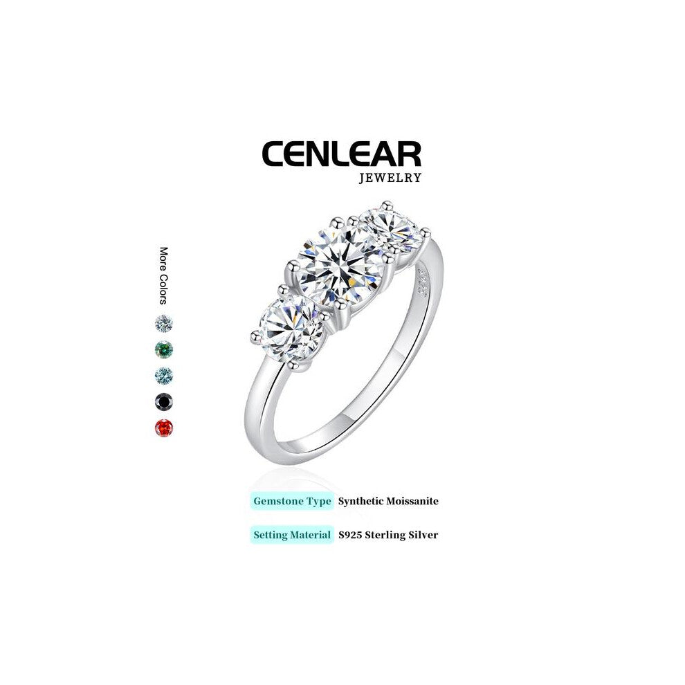 (White-moissanite, 4ct) Women's S925 Silver Moissanite Ring, 2ct-4ct Options, Multiple Colors Available, Elegant Engagement Jewelry Gift for Her, Prom