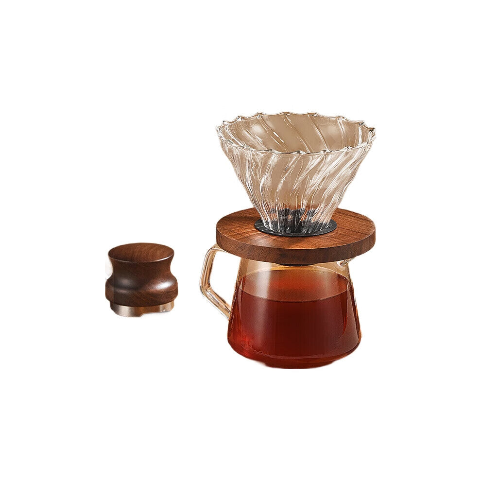 Original Pour-Over Coffee Maker Set Durable Cold & Hot Resistant Material With Scale Sharing Pot Whirl Pattern 350ml Black