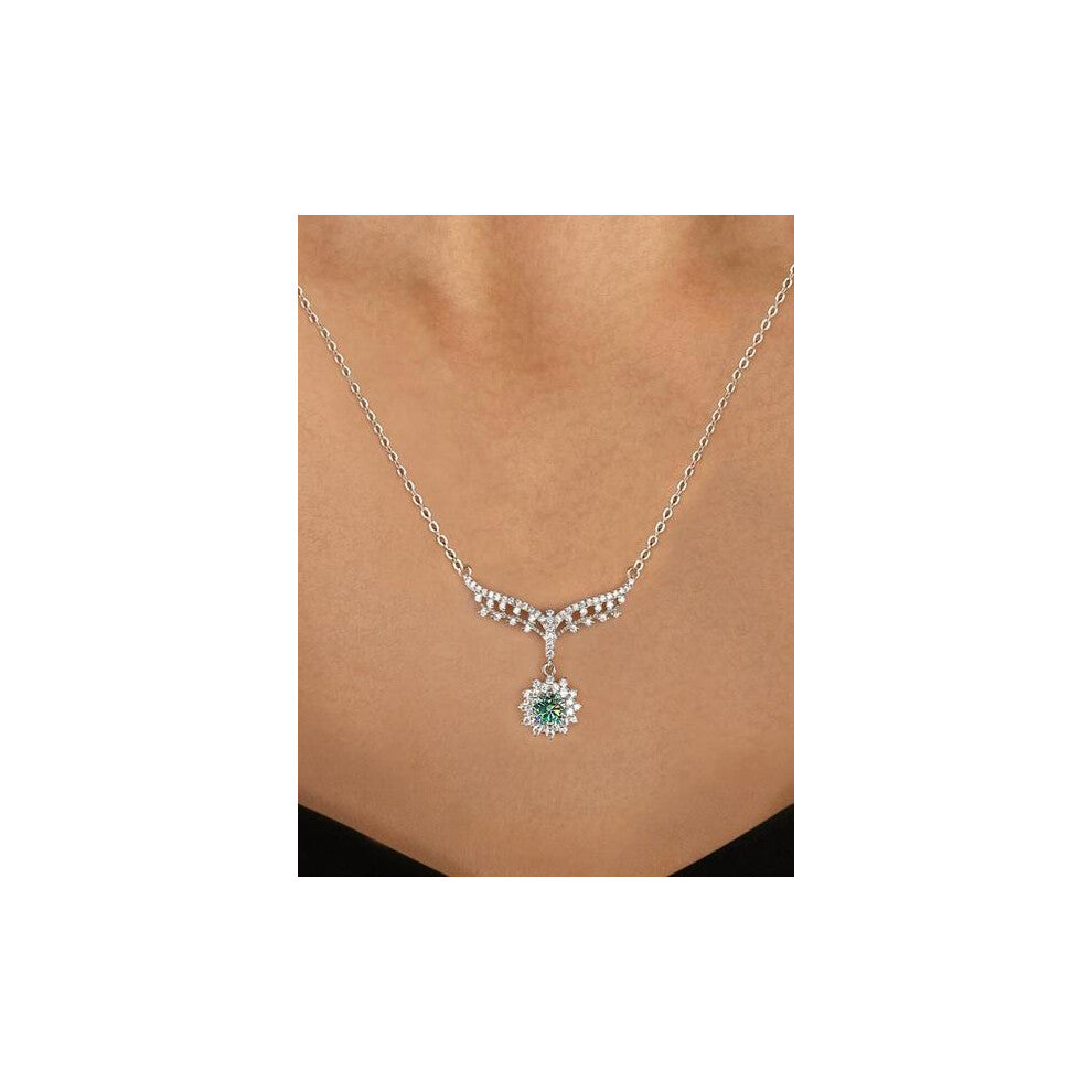 (Silver, 0.5ct-pink) Elegant S925 Silver Moissanite Pendant Necklace for Women, Unique Design Jewelry Gift for Wedding Engagement Birthday Valentine's