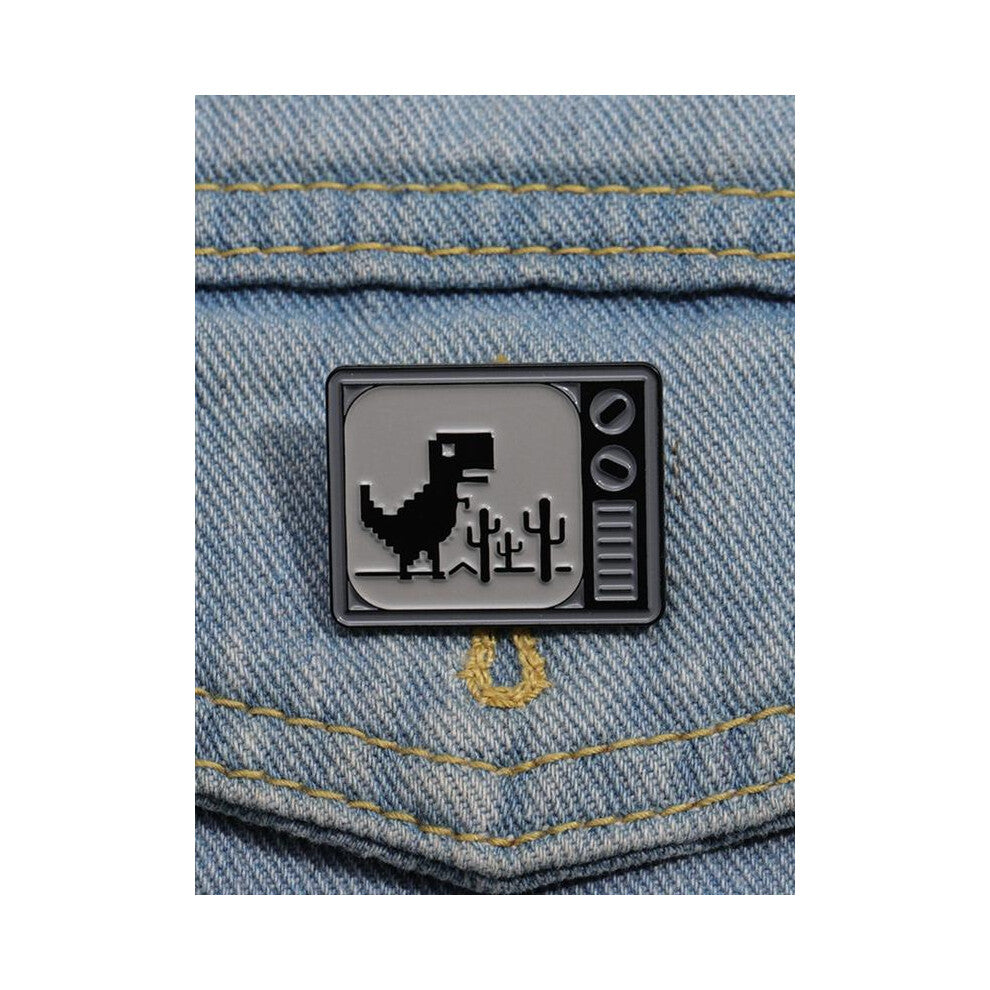 (Black And Gray, one-size) Dinosaur Design Brooch Pin, Casual Alloy Badge for Daily Vacation Holiday Party for Daily Clothing Decor, Trendy All-match