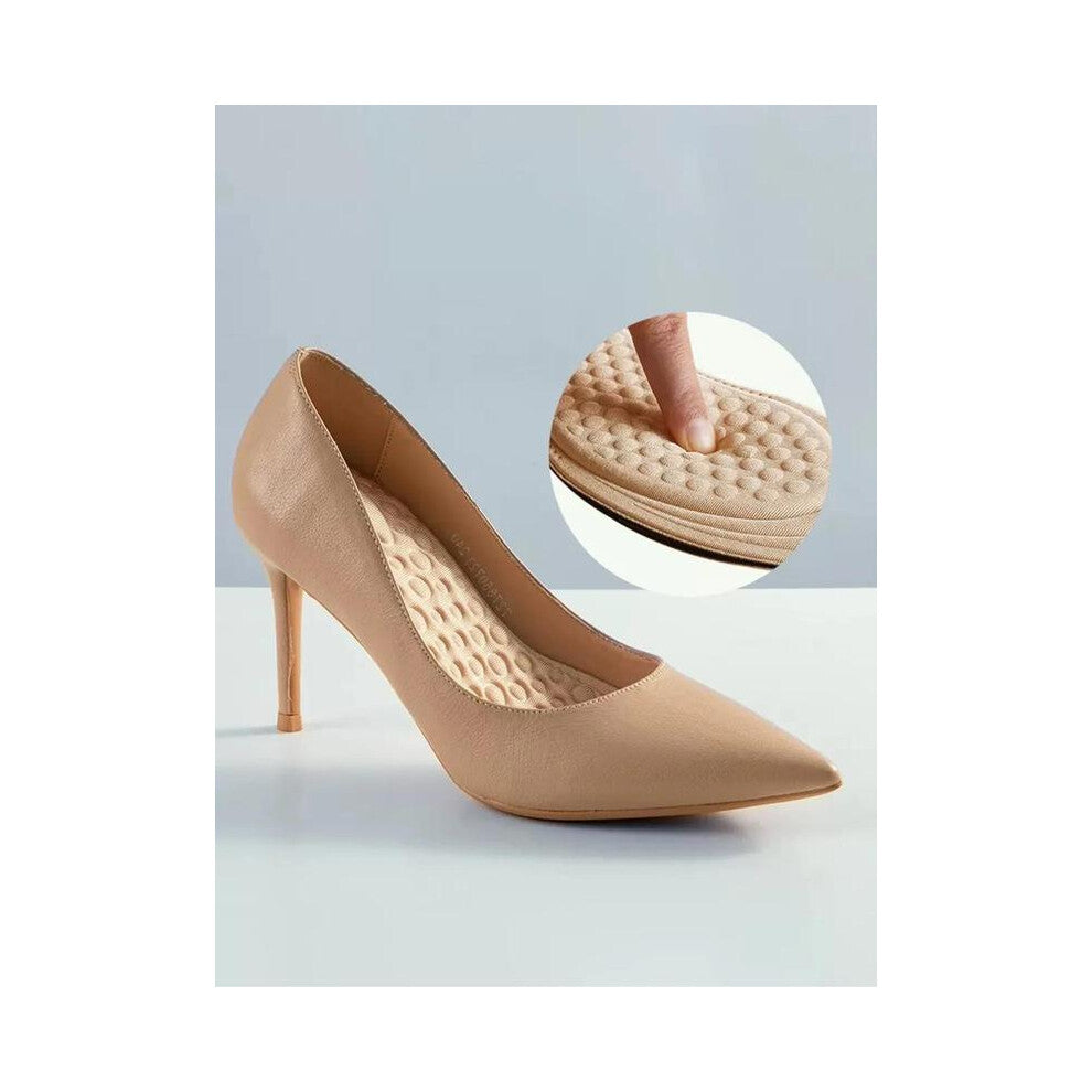 (Apricot, EU37-38) Women's Soft Shoes Insert, Breathable Sweat Absorption Anti-odor Thin Design Shoes Insert, Anti-skid Shoes Insert for High Heels,