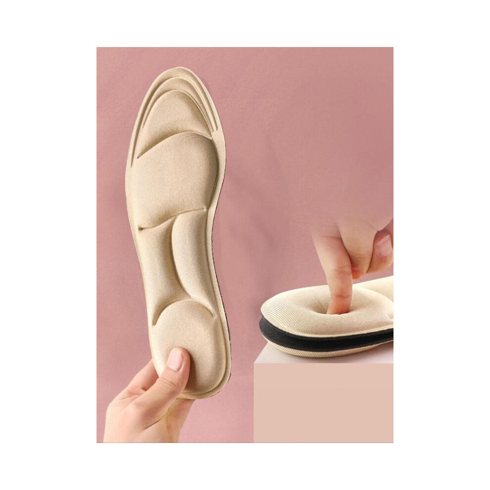 (Beige, Medium) 1 Pair Solid Color Shoe Insoles, Breathable, Sweat Absorption, Anti-skid and Shock Absorption Shoes Insert for Women & Men, Comfortabl