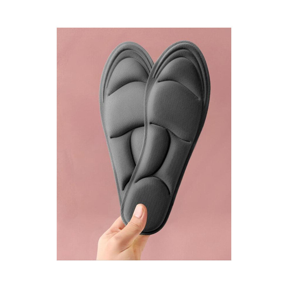 (Grey, Medium) 1 Pair Solid Color Shoe Insoles, Breathable, Sweat Absorption, Anti-skid and Shock Absorption Shoes Insert for Women & Men, Comfortable