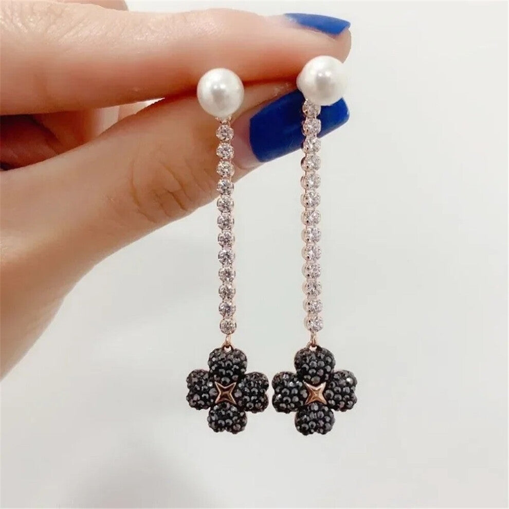 (Clear) S Original 2025 Clover Necklace Fine Jewelry Sets for Women Charms Clover Necklace Earring Flowers Ring Bracelet Party Accessories