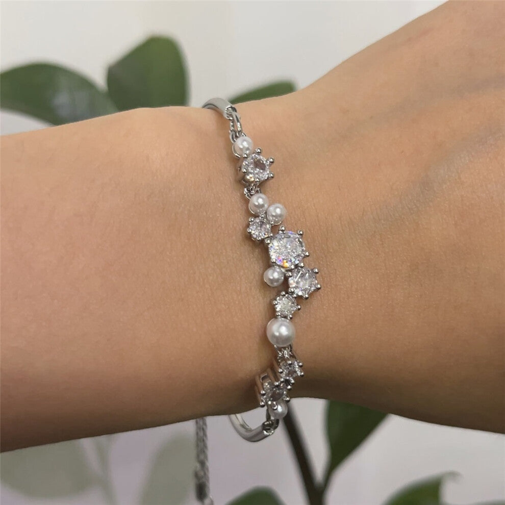 (Bracelet2) S Geometric Bracelet Zircon Crystal Original 2025 Fine Jewelry Earrings Set for Women Stainless Steel Romantic Gift