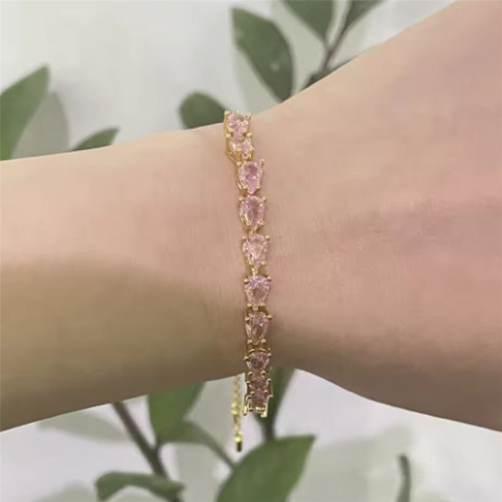 (Bracelet14) S Geometric Bracelet Zircon Crystal Original 2025 Fine Jewelry Earrings Set for Women Stainless Steel Romantic Gift