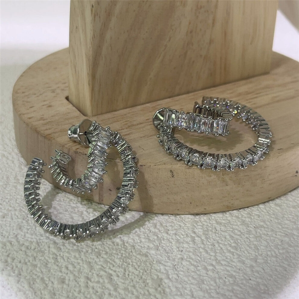 (MULTI) S Geometric Bracelet Zircon Crystal Original 2025 Fine Jewelry Earrings Set for Women Stainless Steel Romantic Gift