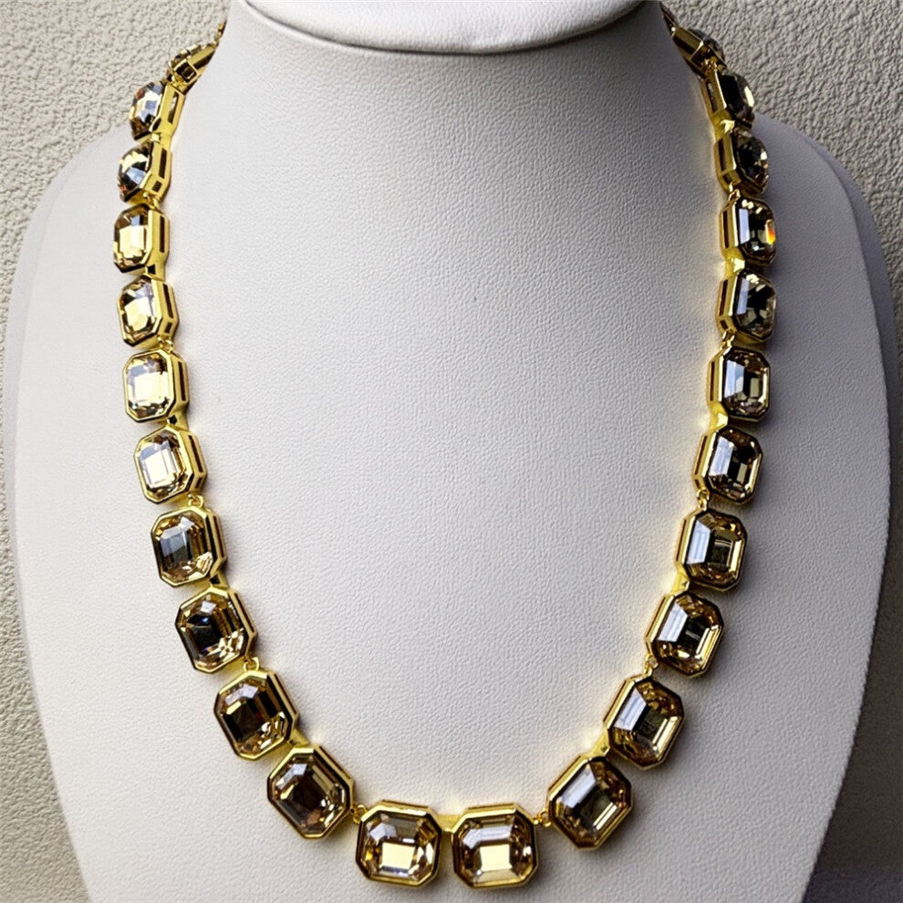 (Necklace5) S Original 2025 Purple Zircon Crystal Necklace Fine Jewelry Set for Women Stainless Steel Geometric Earrings Brooch Romantic Gift