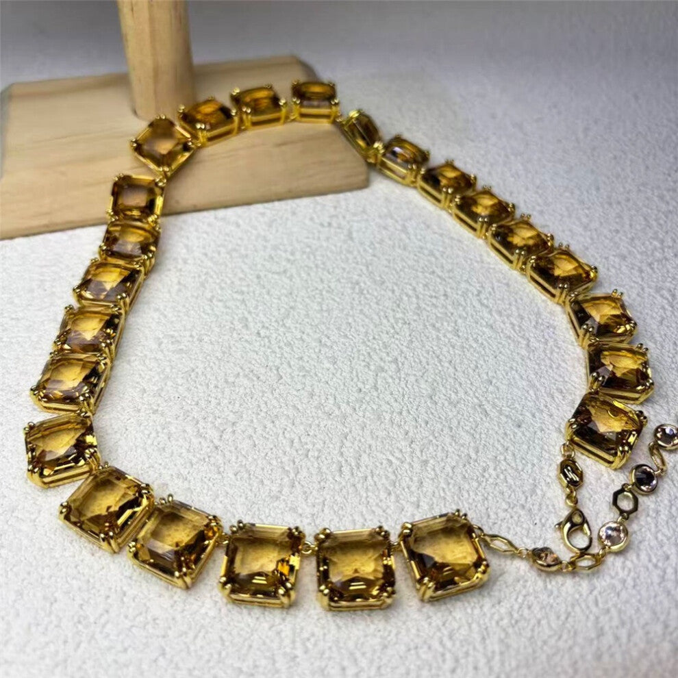 (Necklace7) S Original 2025 Purple Zircon Crystal Necklace Fine Jewelry Set for Women Stainless Steel Geometric Earrings Brooch Romantic Gift