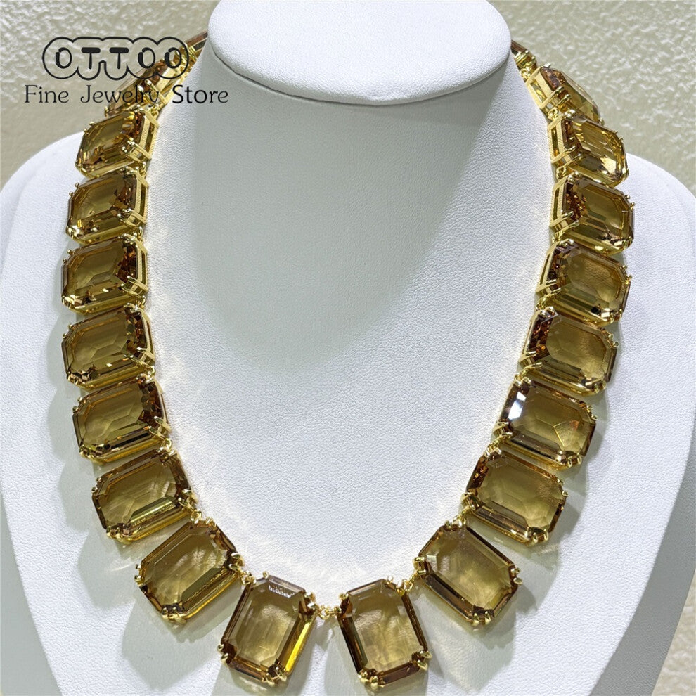 (Necklace8) S Original 2025 Purple Zircon Crystal Necklace Fine Jewelry Set for Women Stainless Steel Geometric Earrings Brooch Romantic Gift