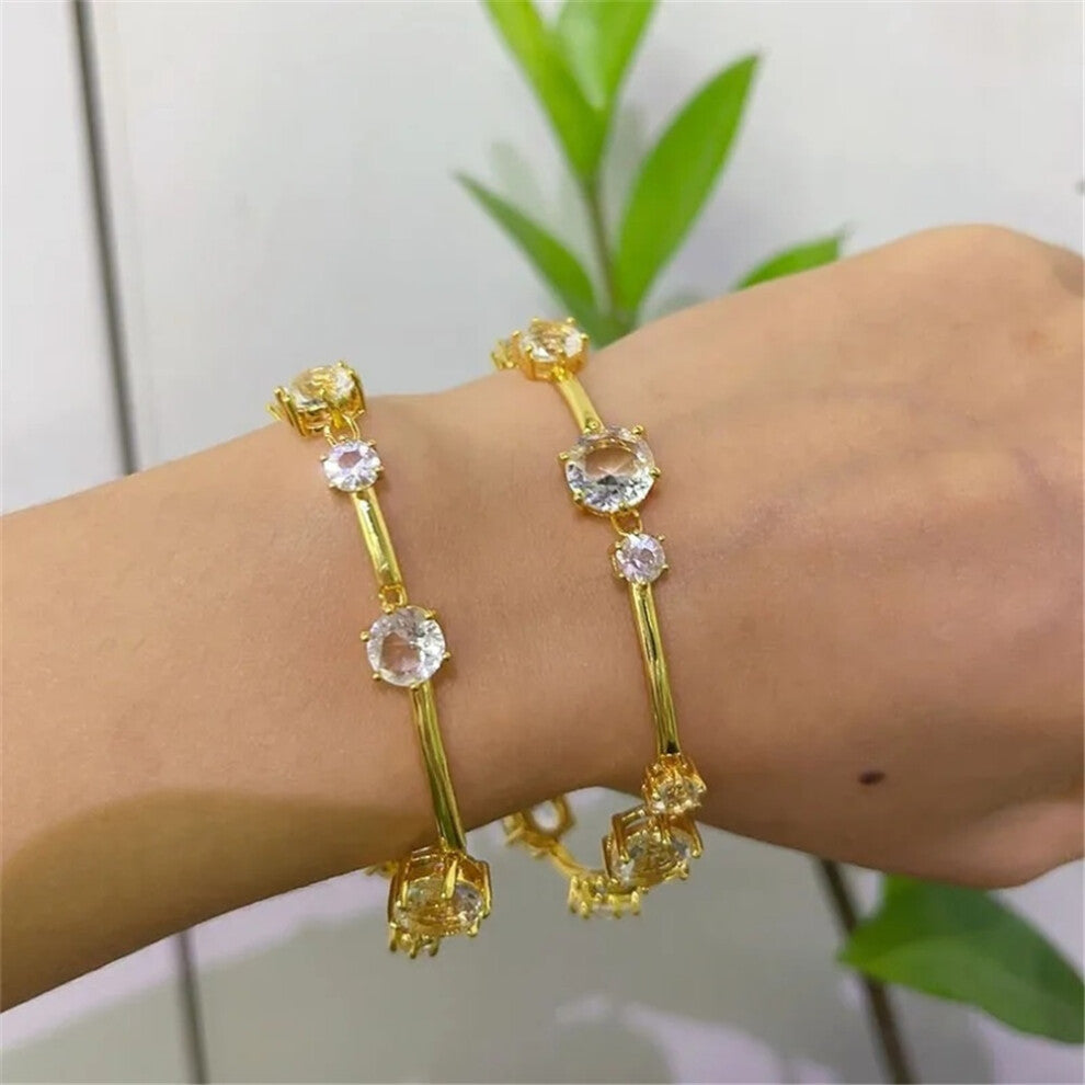 (Bracelets4) S 2025 New Charms Fine Jewelry Sets for Women Stainless Steel Geometric Luxury Golden Crystal Charms Women Party Accessories