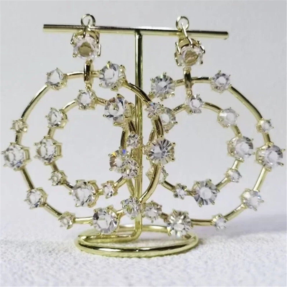 (E002) S 2025 New Charms Fine Jewelry Sets for Women Stainless Steel Geometric Luxury Golden Crystal Charms Women Party Accessories