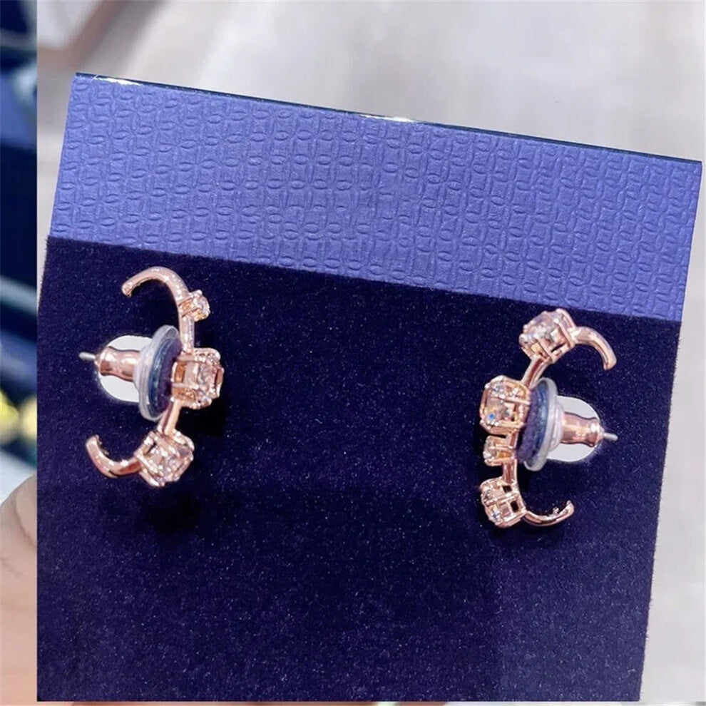 (Rose Gold2) S 2025 New Charms Fine Jewelry Sets for Women Stainless Steel Geometric Luxury Golden Crystal Charms Women Party Accessories