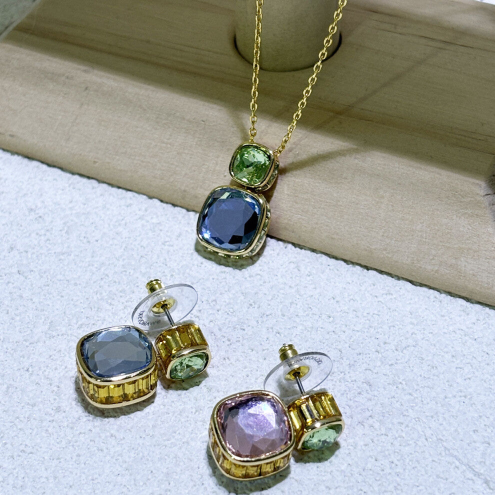 (Set3) S Original 2025 Candy Earrings Necklace Bracelet Fine Jewelry Set Women Geometric Cube Candy Double-Sided Crystal Jewelry