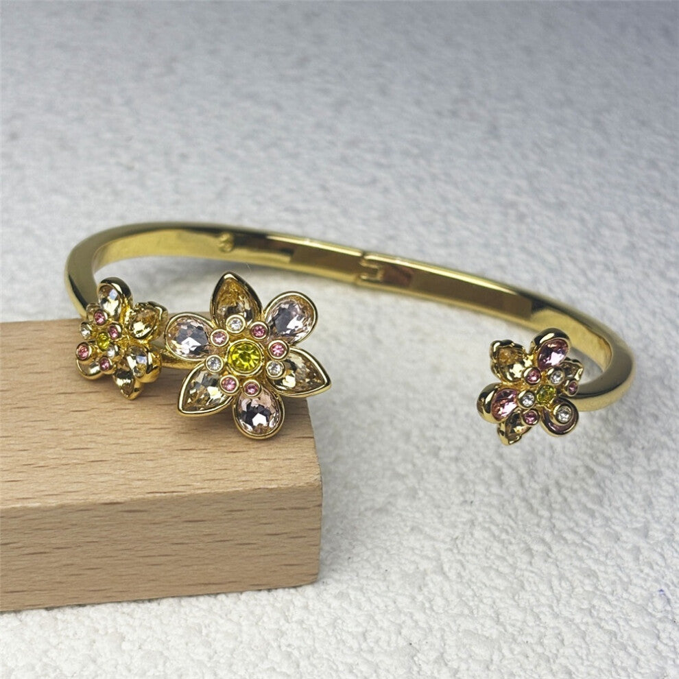 (Bracelet2) S Original 2025 New Fine Jewelry Set Charms Pink Flowers Earrings Necklace Bracelet Rings for Women Romantic Accessories